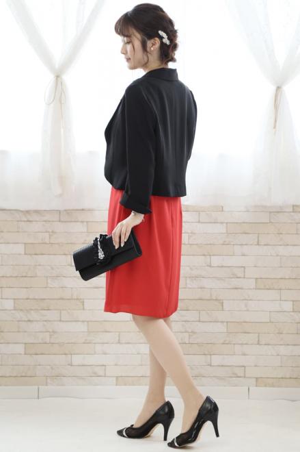 コーラルオレンジのポンチョ風2wayドレス