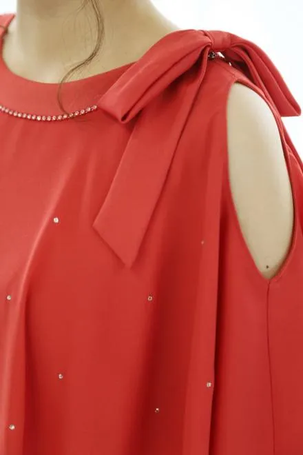 コーラルオレンジのポンチョ風2wayドレス