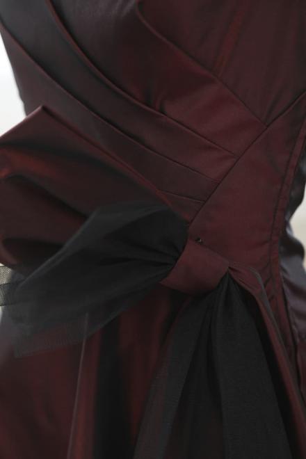 パープルのウエストリボンチュールドレス