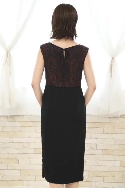 ブラック×ブラウンのサイドスリットタイトドレス