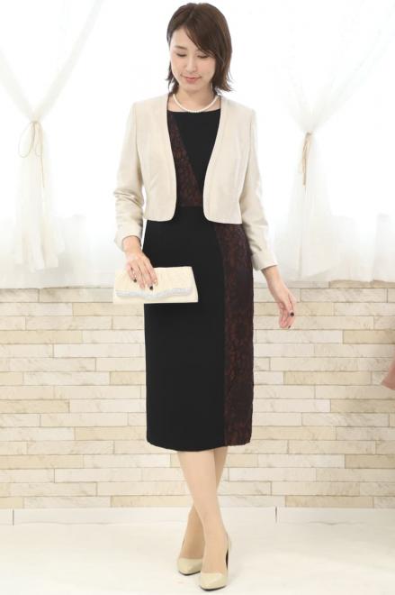 ブラック×ブラウンのサイドスリットタイトドレス