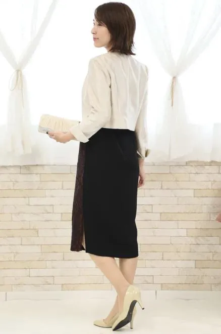 ブラック×ブラウンのサイドスリットタイトドレス