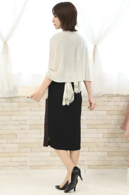 ブラック×ブラウンのサイドスリットタイトドレス