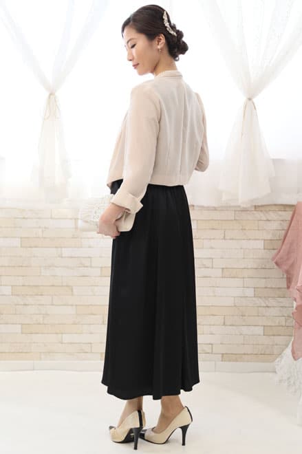 ブラックのビスチェ風ロングドレスコーディネートセット