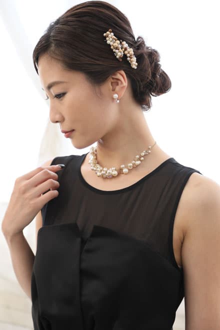 ブラックのビスチェ風ロングドレスコーディネートセット