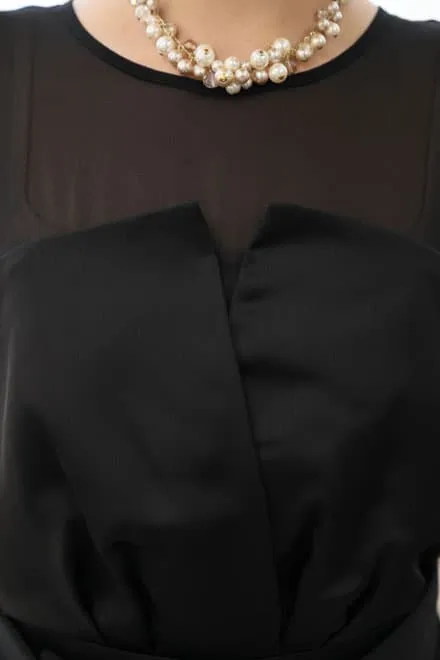 ブラックのビスチェ風ロングドレスコーディネートセット