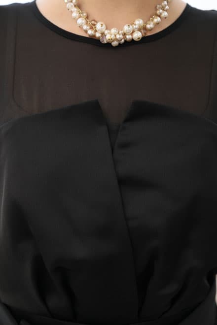 ブラックのビスチェ風ロングドレスコーディネートセット