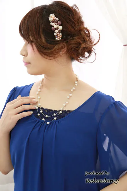 ブルーのシフォン×チュールのフリルスカートドレス