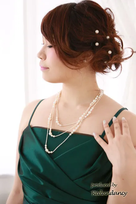 グリーンのシャンタンフリルキャミソールドレス