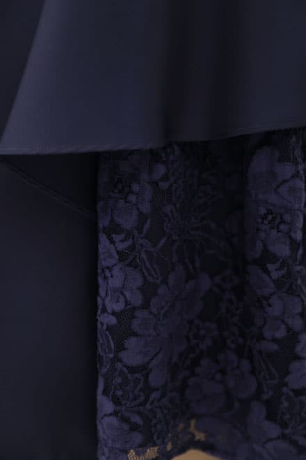 ネイビーのポイントレースウエストリボン付きドレスコーディネートセット