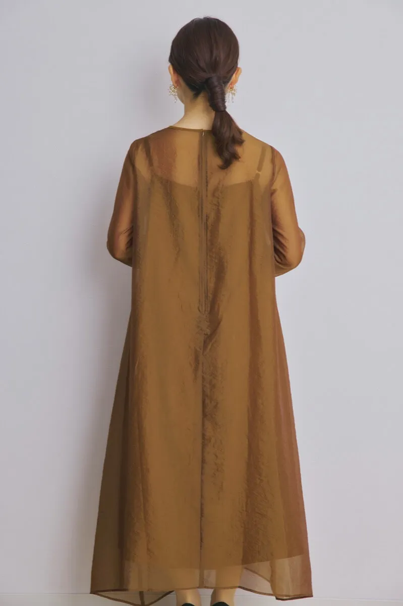 ブラウンのシアーオーガンジードレス