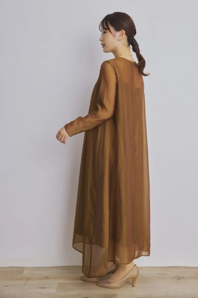 ブラウンのシアーオーガンジードレス