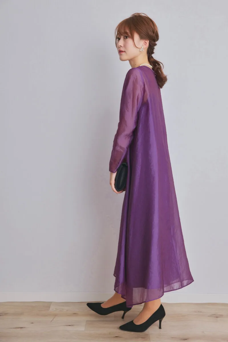 パープルのシアーオーガンジードレス