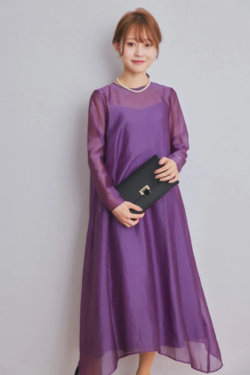 パープルのシアーオーガンジードレス
