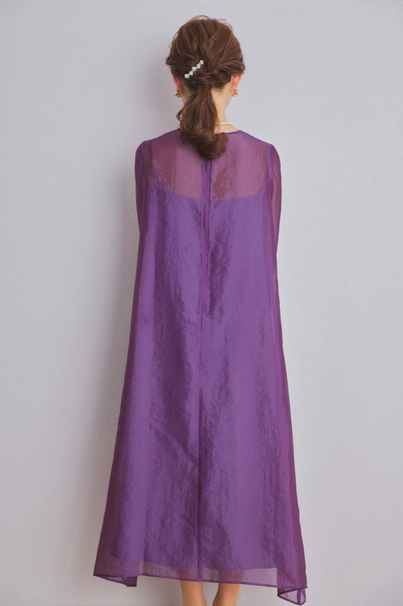 パープルのシアーオーガンジードレス