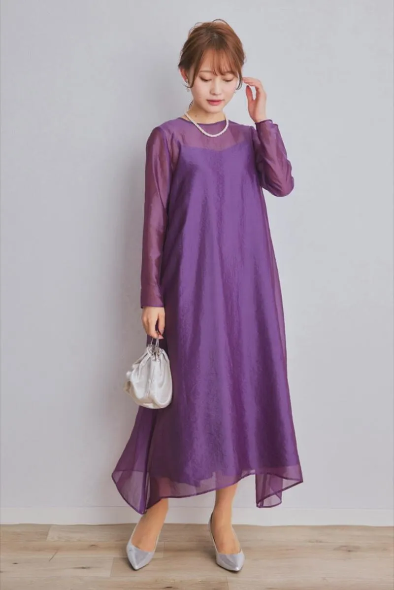 パープルのシアーオーガンジードレス