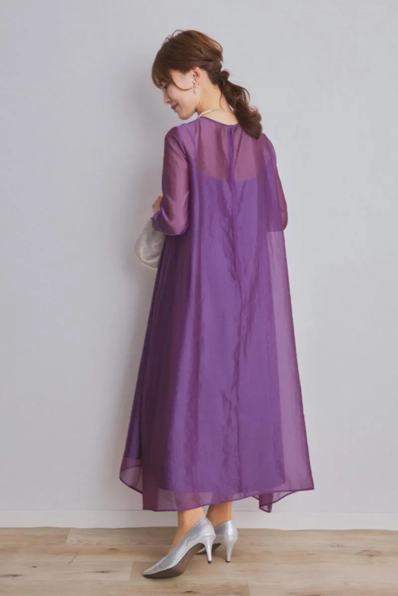 パープルのシアーオーガンジードレス
