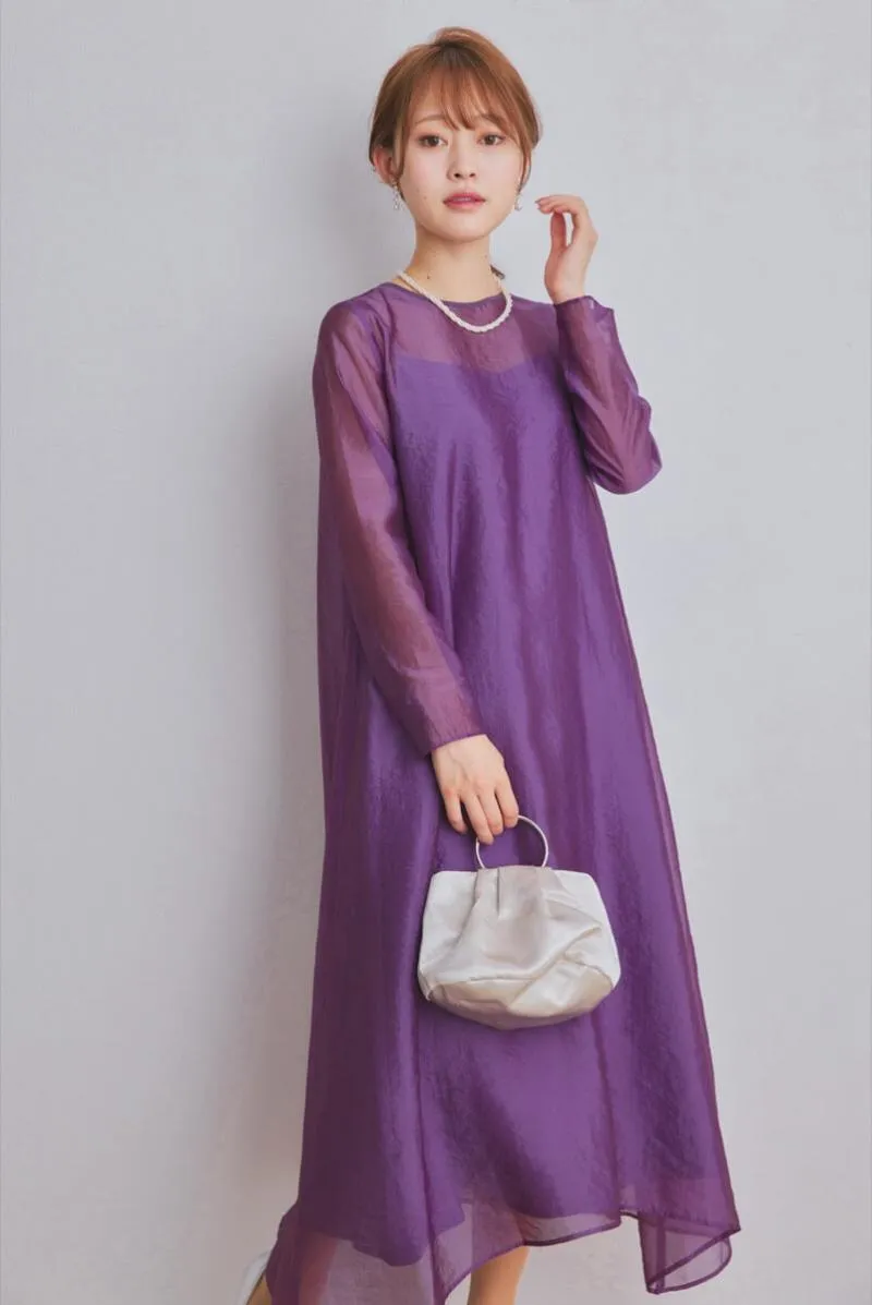 パープルのシアーオーガンジードレス