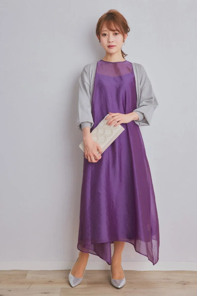 パープルのシアーオーガンジードレス