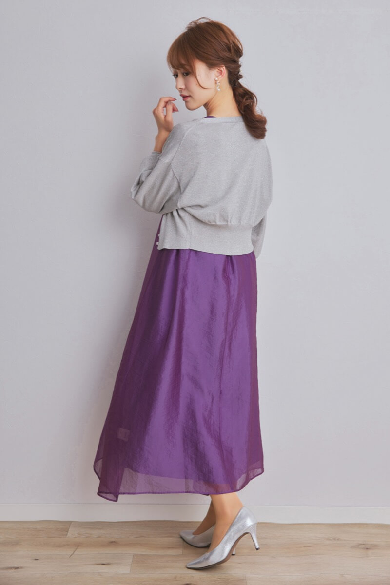パープルのシアーオーガンジードレス