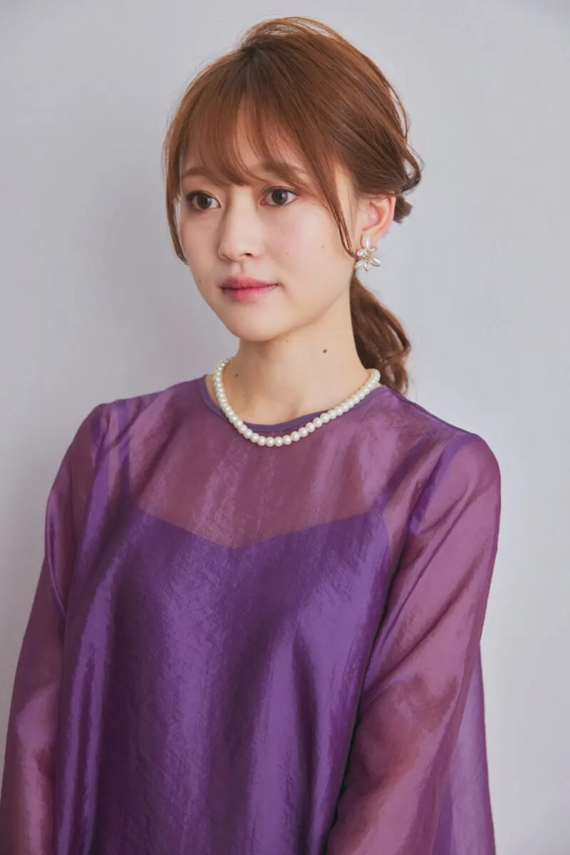 パープルのシアーオーガンジードレス