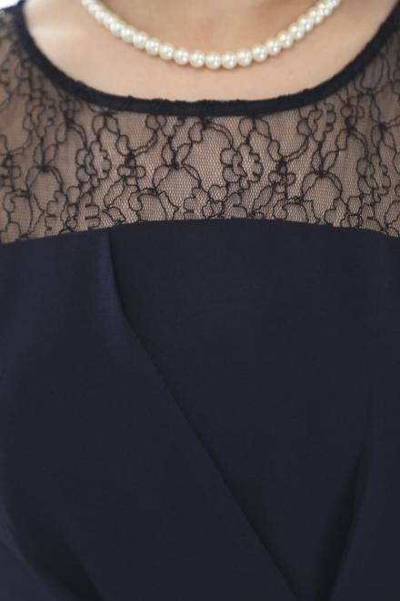 ネイビーの胸元レース切替えフィッシュテールドレスコーディネートセット