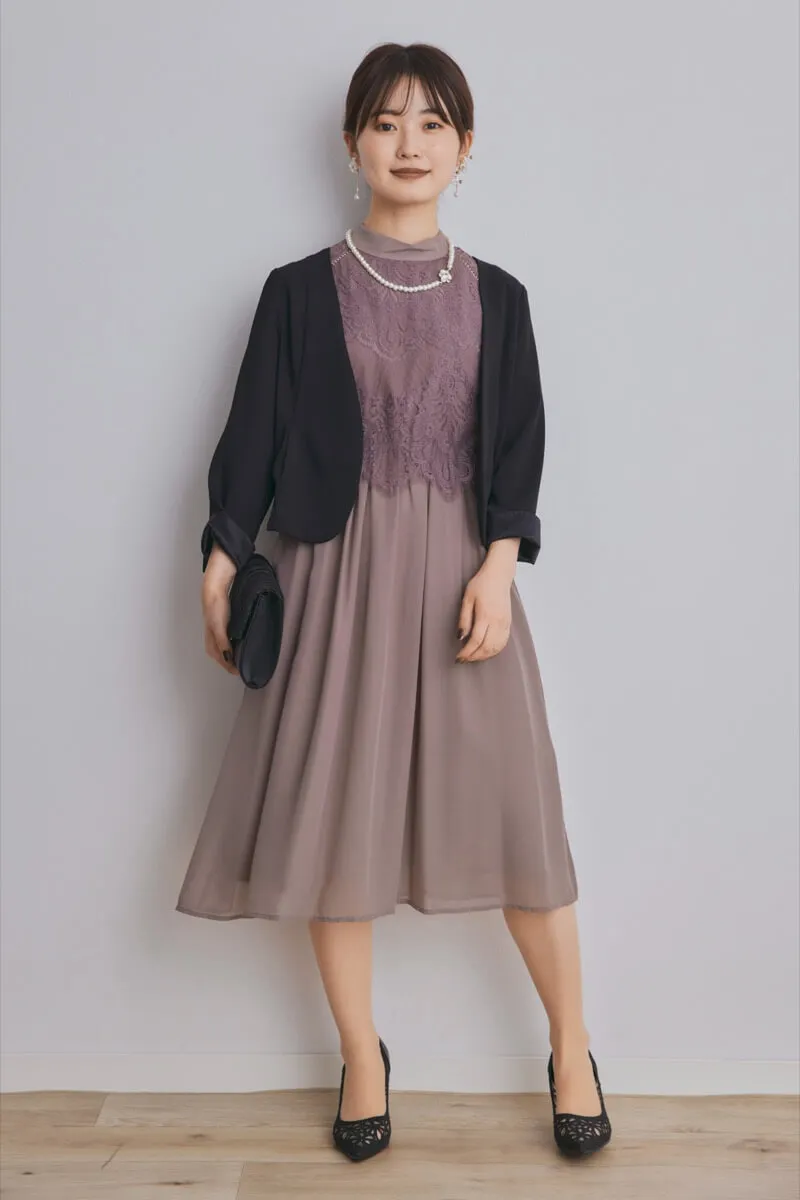 モカのボトルネックフレアドレス