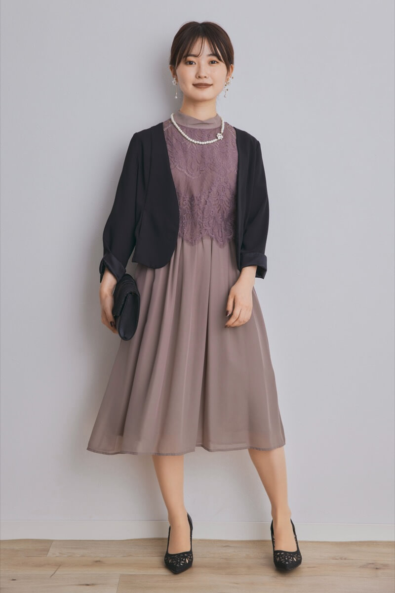 モカのボトルネックフレアドレス