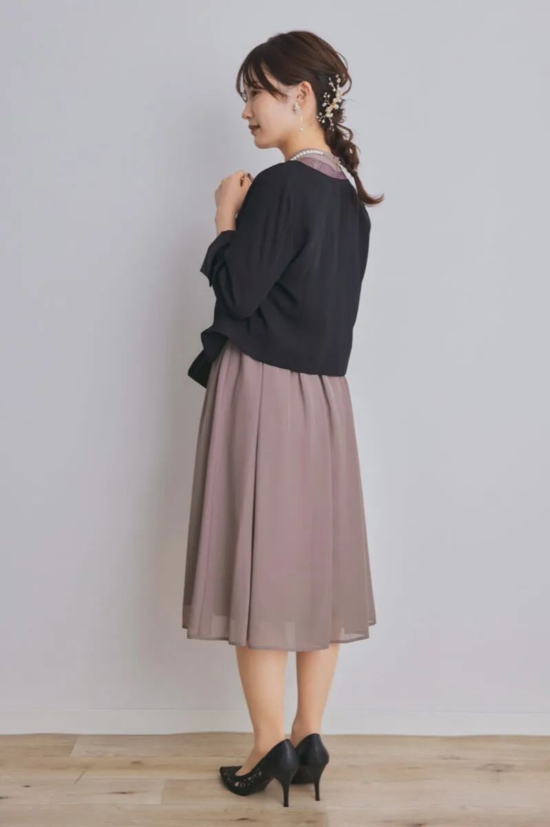 モカのボトルネックフレアドレス