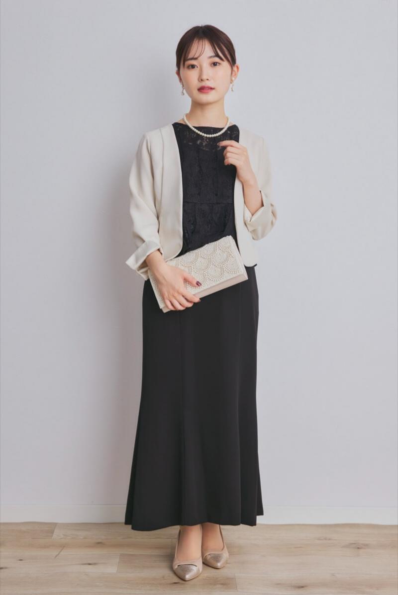 ブラックのペプラムブラウスセットドレス