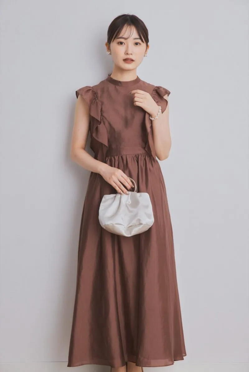 ブラウンのサイドフリルエアリードレス