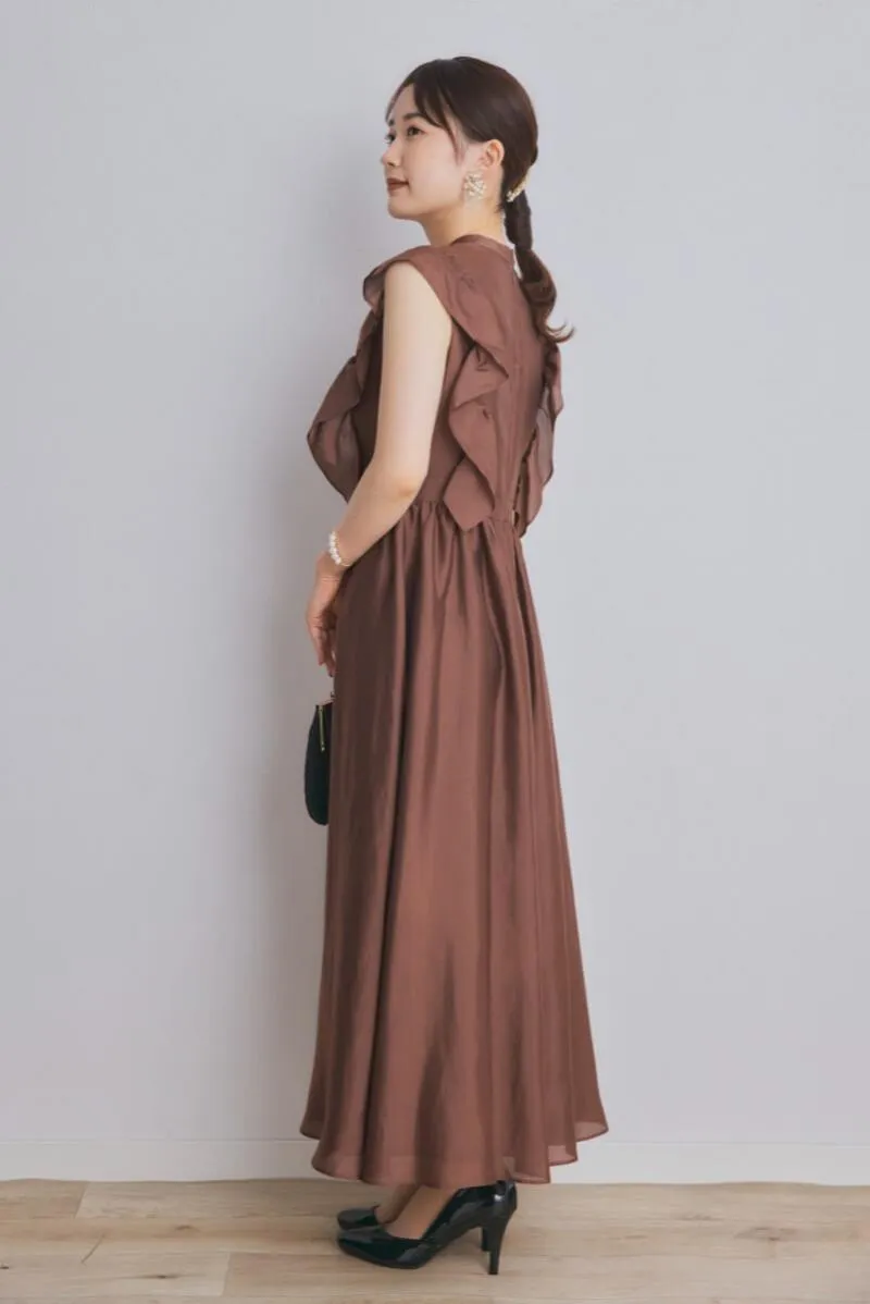 ブラウンのサイドフリルエアリードレス