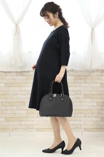 ネイビーの七分袖授乳口付フレアラインセレモニースーツセット