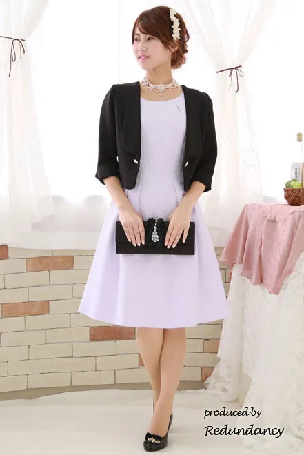 ラベンダーの花柄ジャガードタックフレアドレス