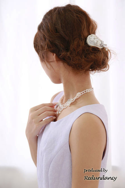 ラベンダーの花柄ジャガードタックフレアドレス