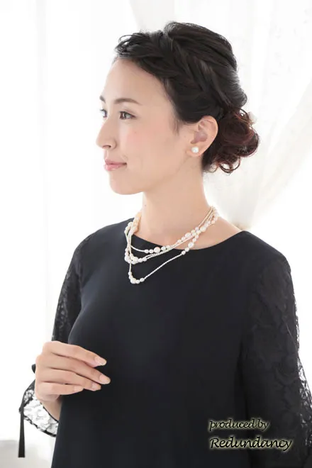 ネイビーの2way袖リボンIラインドレス