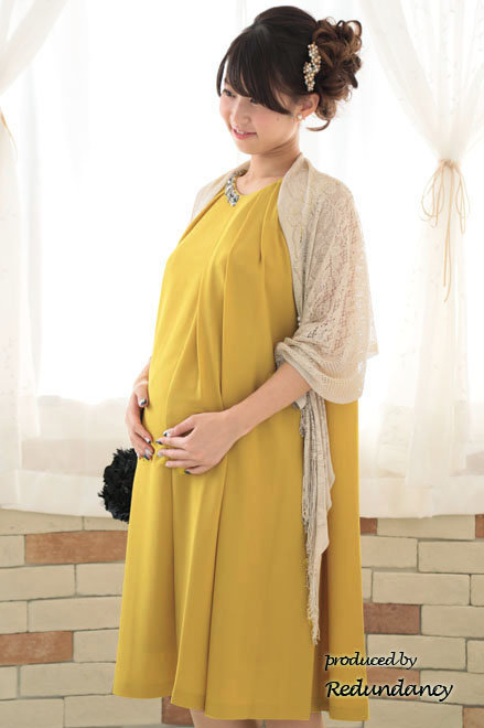 マスタードイエローの2wayタックドレスコーディネートセット