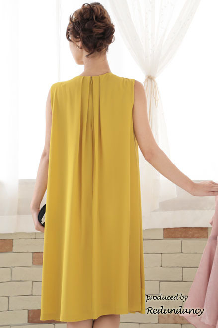 マスタードイエローの2wayタックドレスコーディネートセット