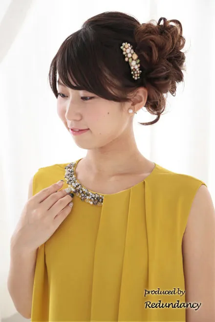 マスタードイエローの2wayタックドレスコーディネートセット