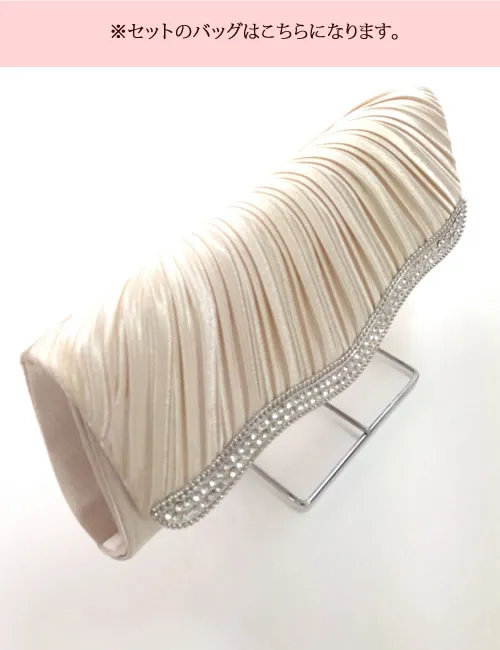 ブラックのサテン×シフォンフリルドレスコーディネートセット