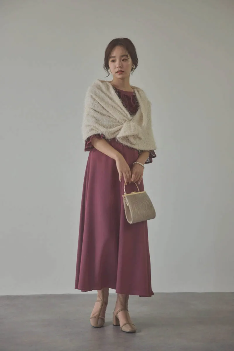 ダークチェリーのレースボレロセットフレアドレス