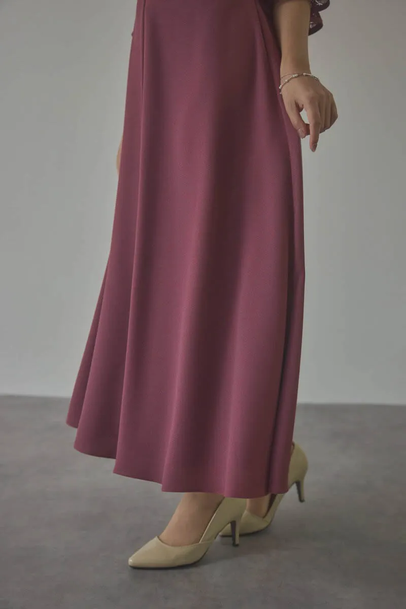 ダークチェリーのレースボレロセットフレアドレス