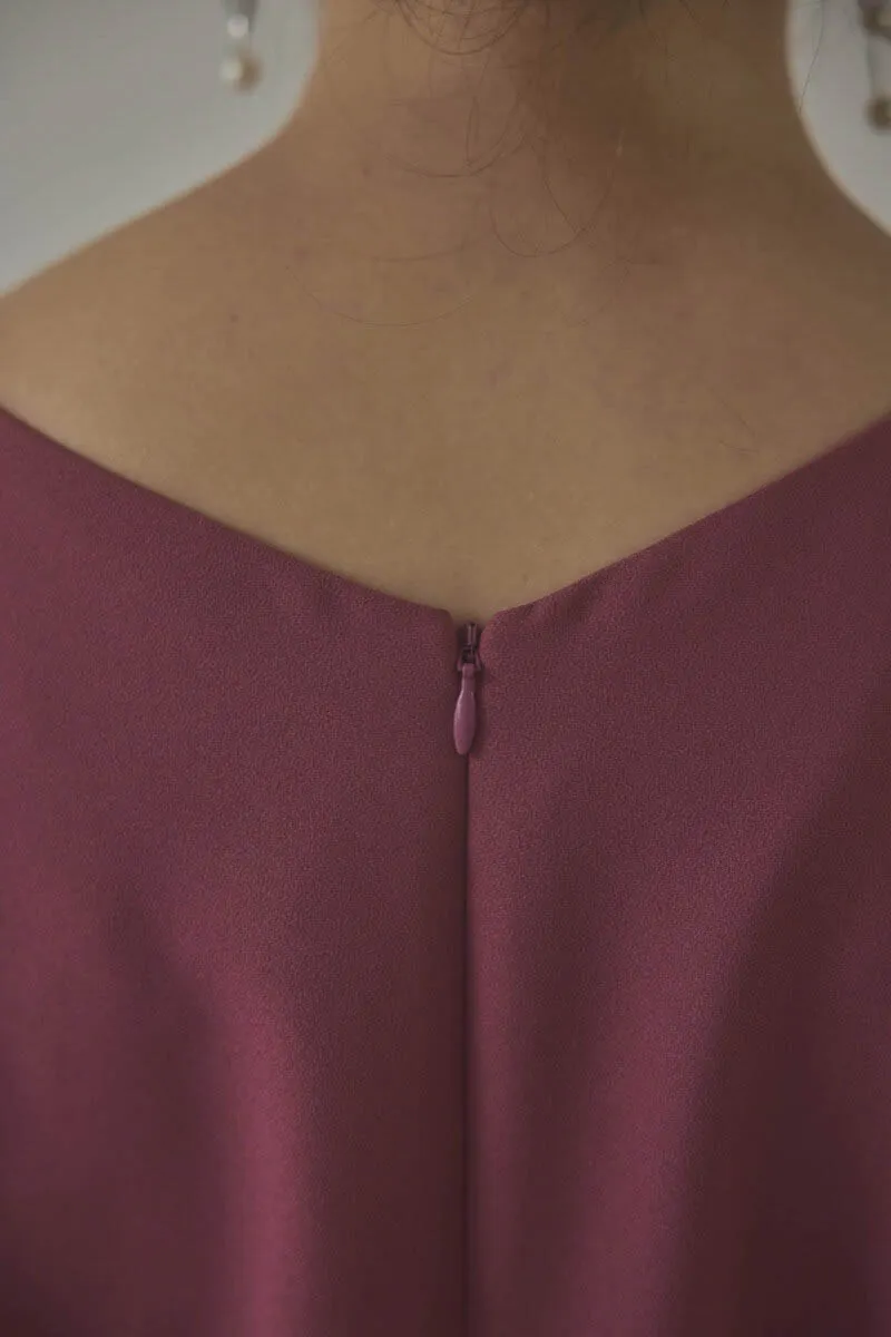 ダークチェリーのレースボレロセットフレアドレス