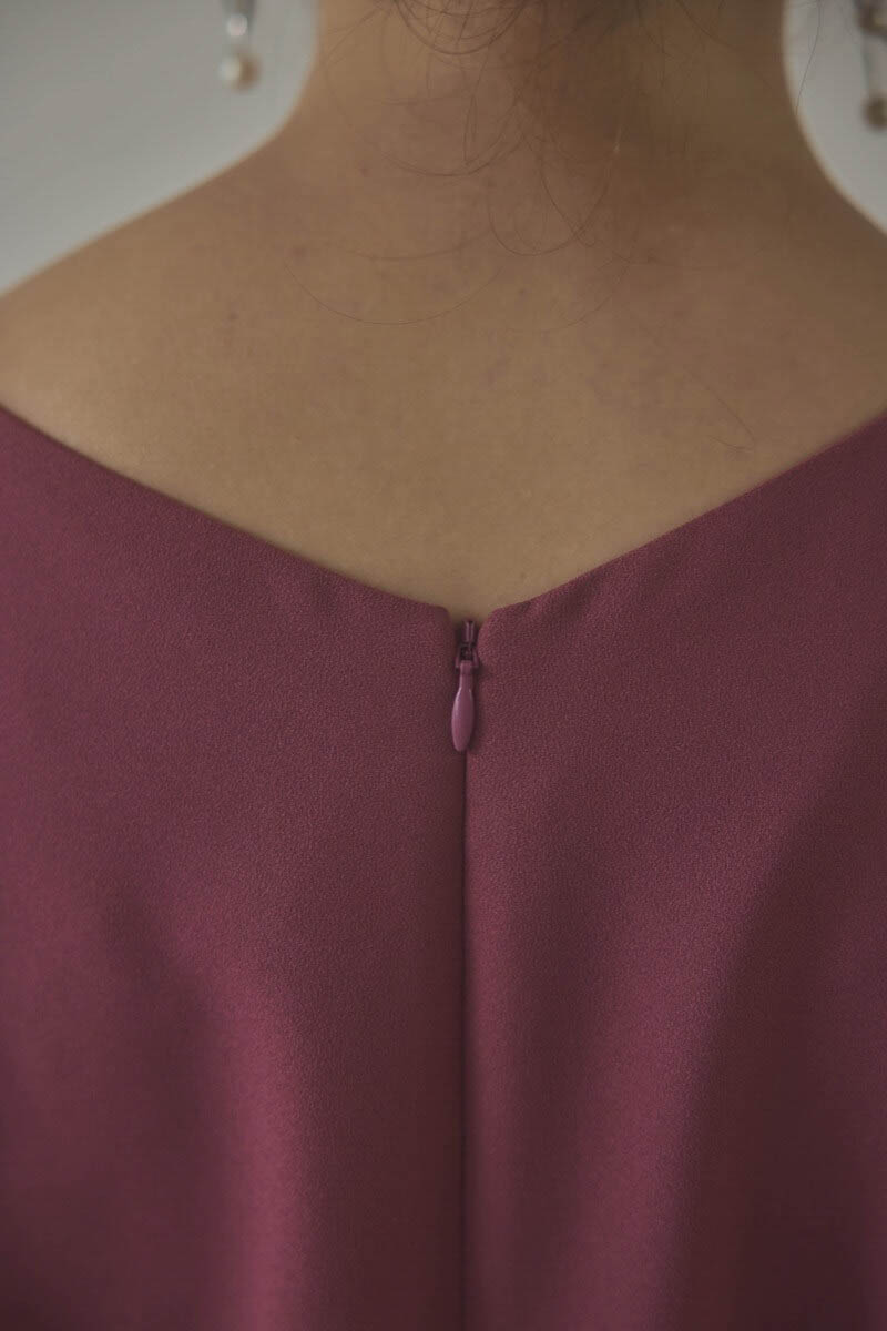 ダークチェリーのレースボレロセットフレアドレス