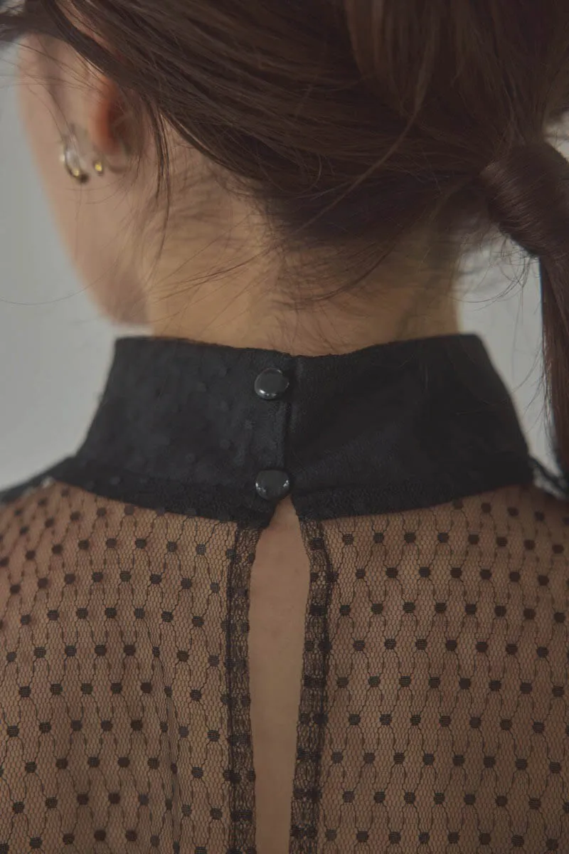 ブラックのチュールレースドッキングコンビネゾン