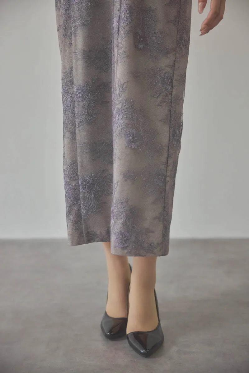 パープルのシャイニーレースリボンドレス