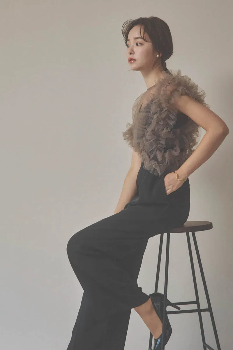 ブラックのチュールドッキングコンビネゾン