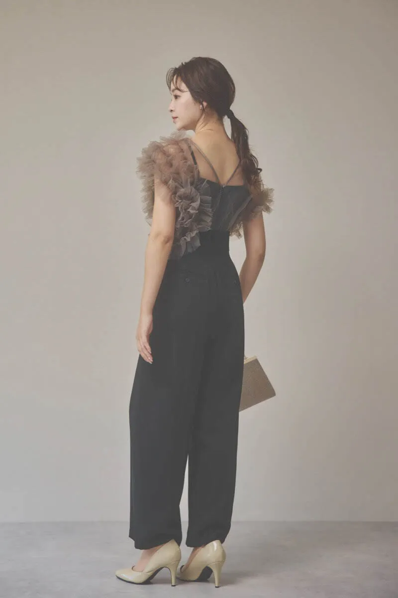 ブラックのチュールドッキングコンビネゾン