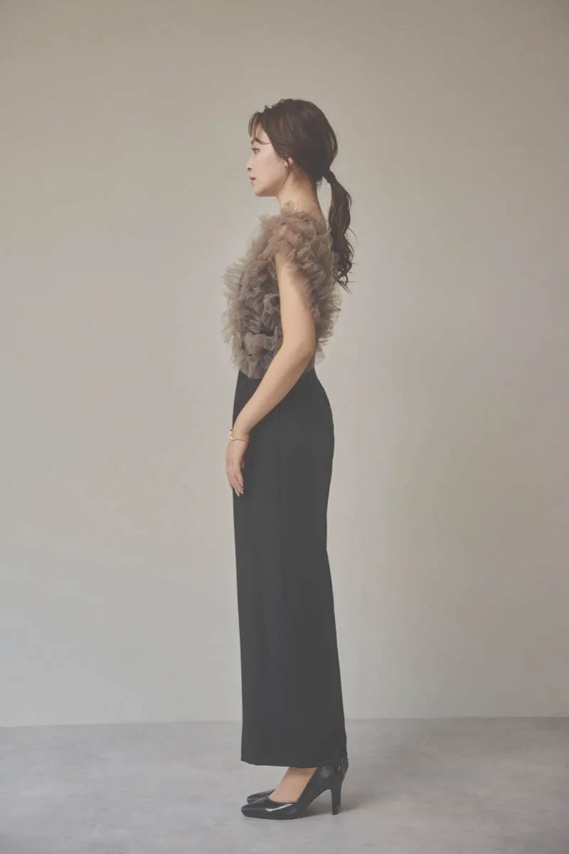 ブラックのチュールドッキングコンビネゾン