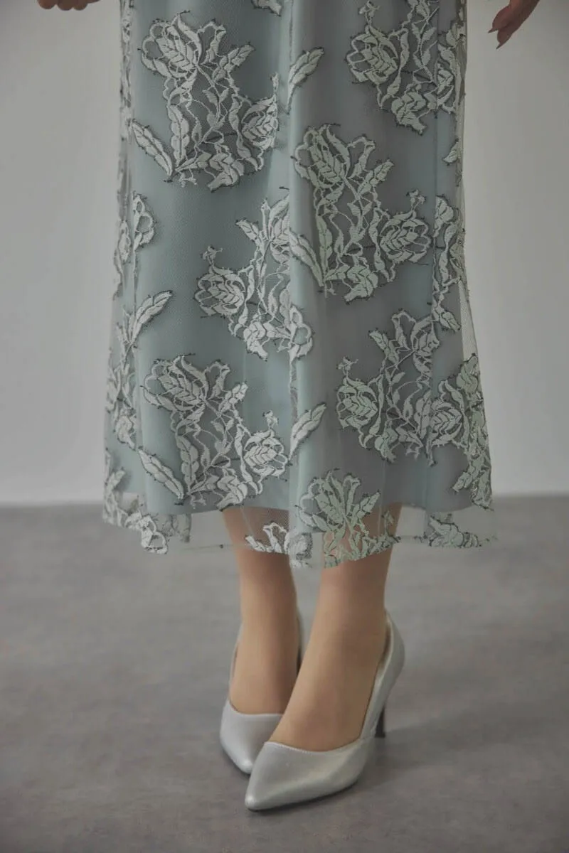 ミントのローズレースレイヤードドレス